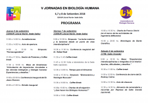 Program V Jornadas de Biología Humana