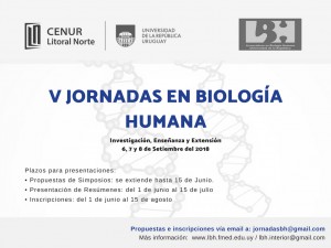Recepción de trabajos e invitación para las V JORNADAS EN BIOLOGÍA HUMANA